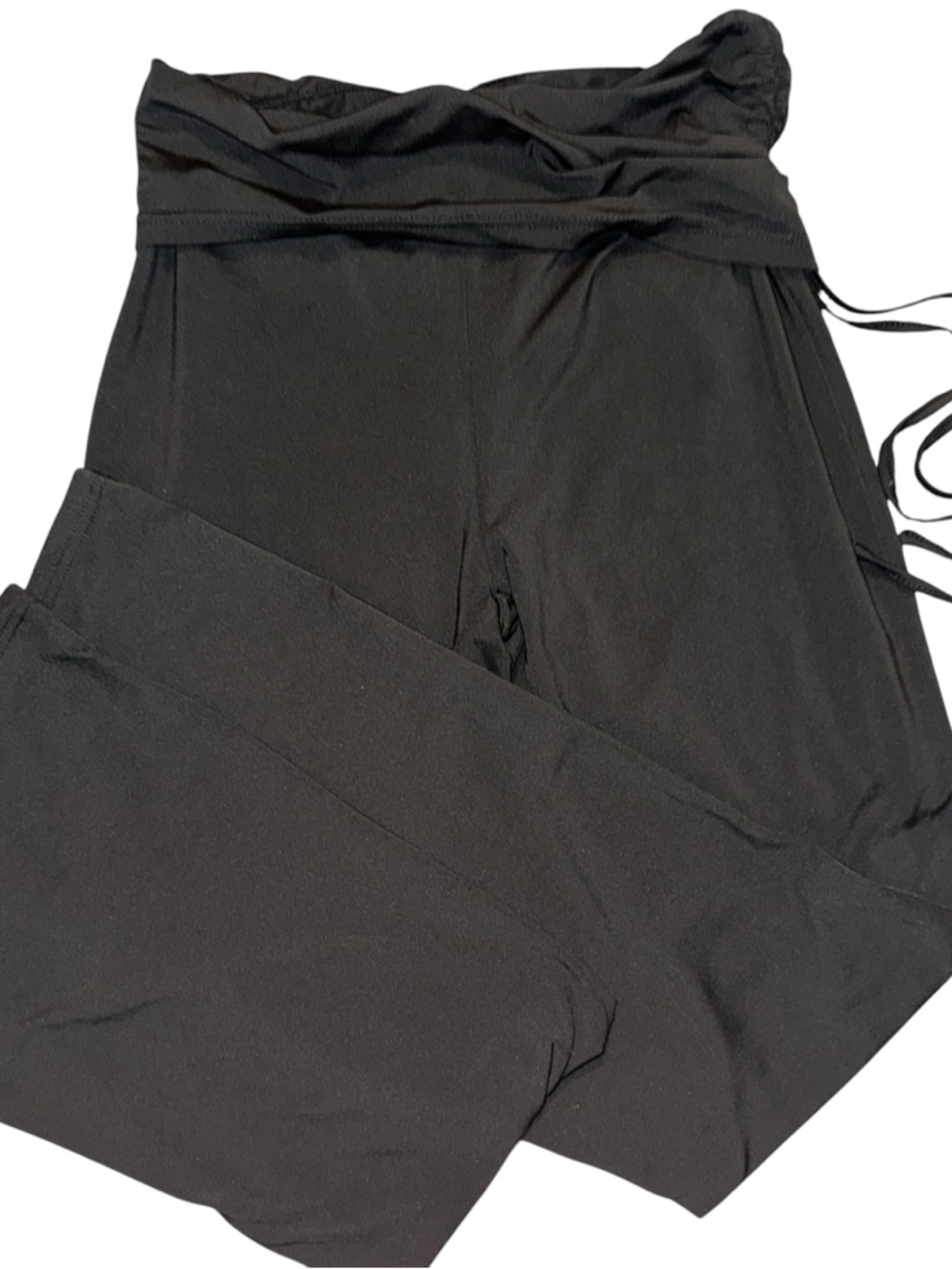 Black Flare Leg Yoga Pants High Waist Foldover Bell Bottom Leggings Small Medium